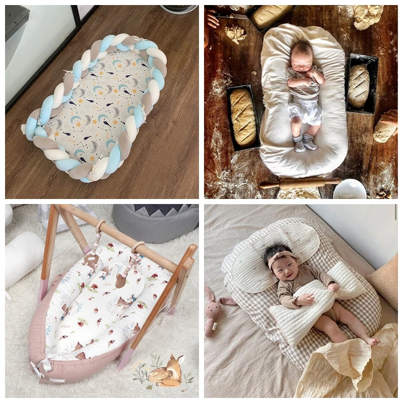 Pophorn White Washable Cotton Multifunctional Folding Newborn Bionic Bed Kids Bedding Set Portable Uterine Baby Bed Nest