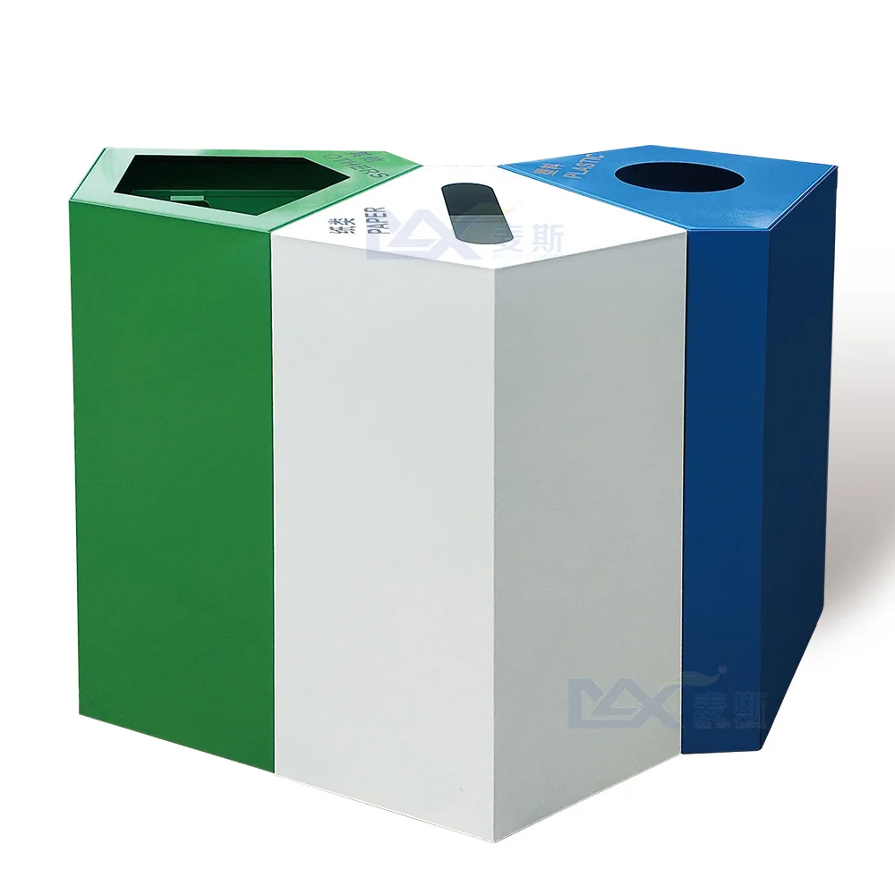 Government Use Green Waste Seperation Bin Sanitation Containers Classified Recycling Bin 3 Compartments
