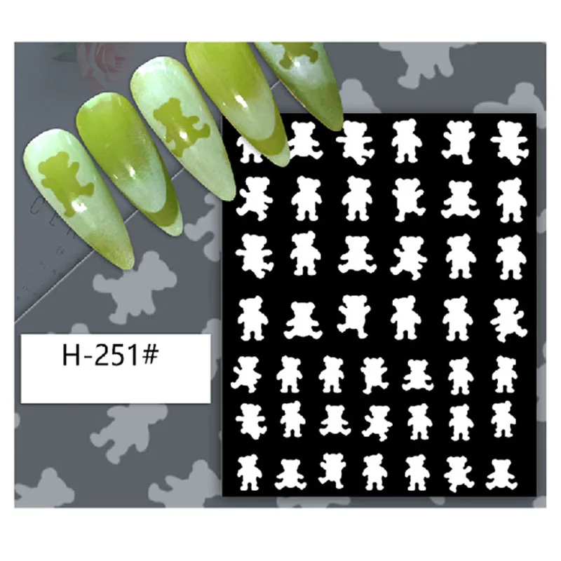 Nail Supplies Popular butterfly moon bear 3d nail sticker Nail Art Hollow spray painting stickers