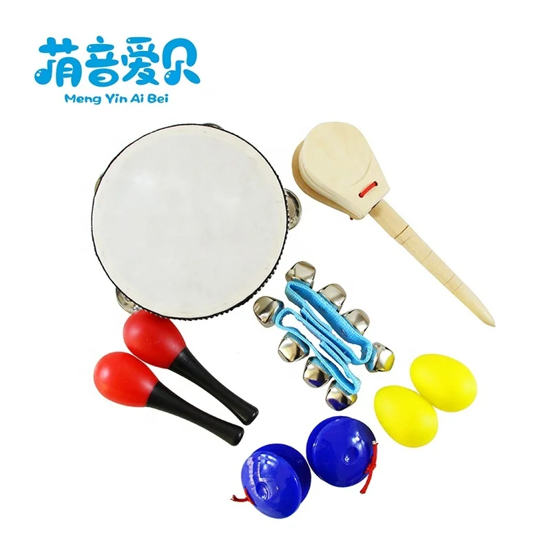 Wooden Percussion Kids Instruments 9 Pieces Set  Preschool Educational Learning kids Wooden Music Toy Set