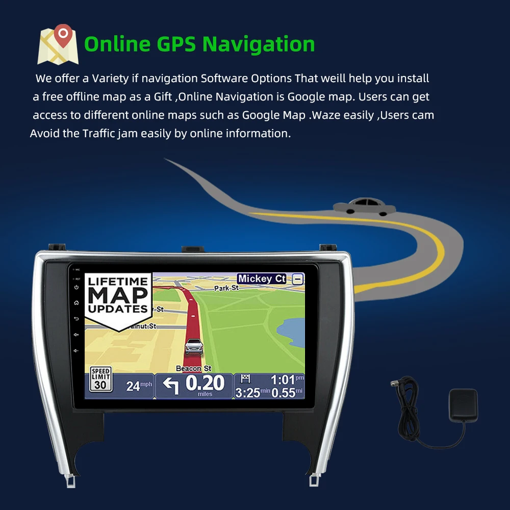 HD multimedia 10.1 inch Double 2DIN android9.1 GPS 1+16GB WIFI BT Car DVD player for Toyota Camry 2015-17