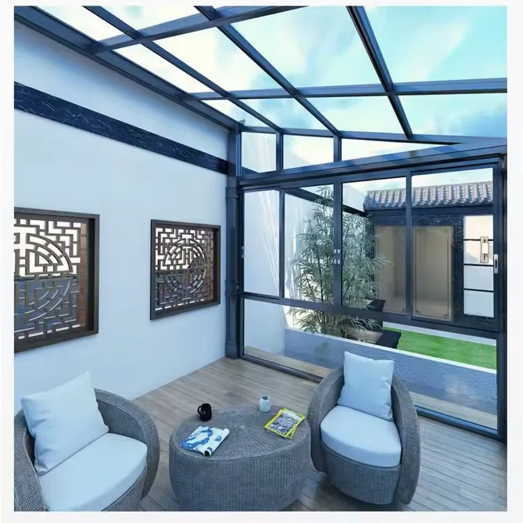 Waterproof Exterior Unitized Glass Curtain Wall System Tempered Roof for Sunrooms & Glass Houses Structural Window Wall