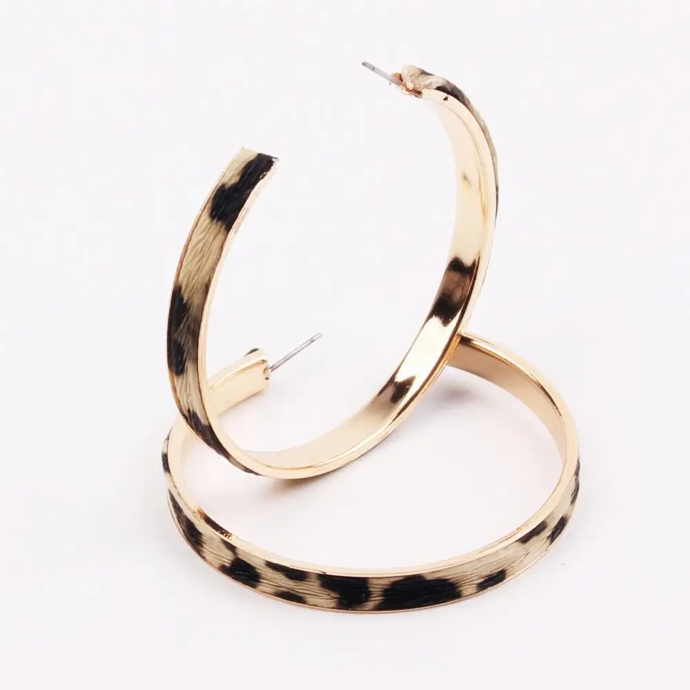 animal print earring gold plated earrings fashionable boho print leopard earrings hoop jewelry