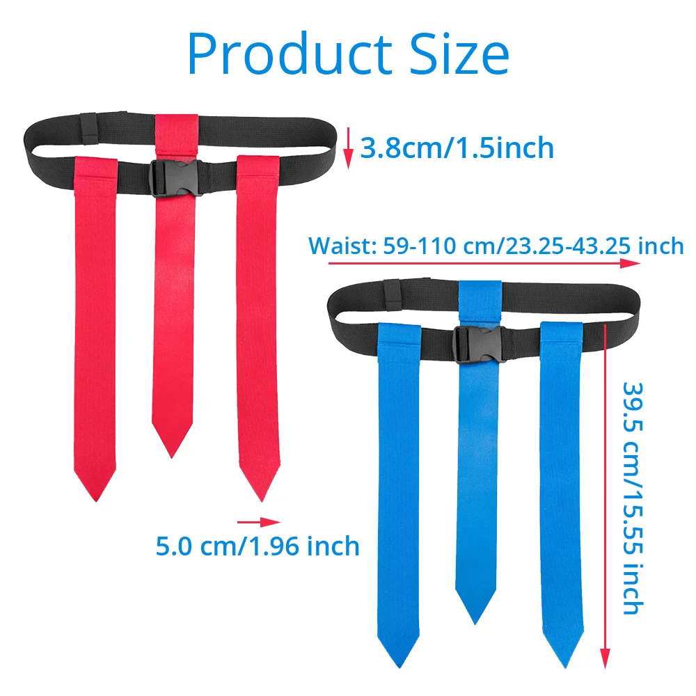 Adjustable Hook and Loop Flag Football Belts Set - Pack of 14 with 3 Flags Per Belt for Safe Non-Contact Gameplays
