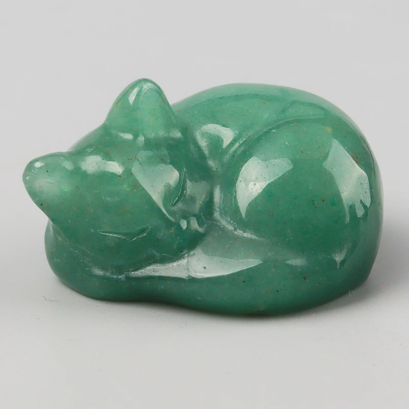 Religious Style Crystal Cat Figurine Healing Theme Home Office Decor with Polished Stone Sculpture Cute Sleeping Cat Statue