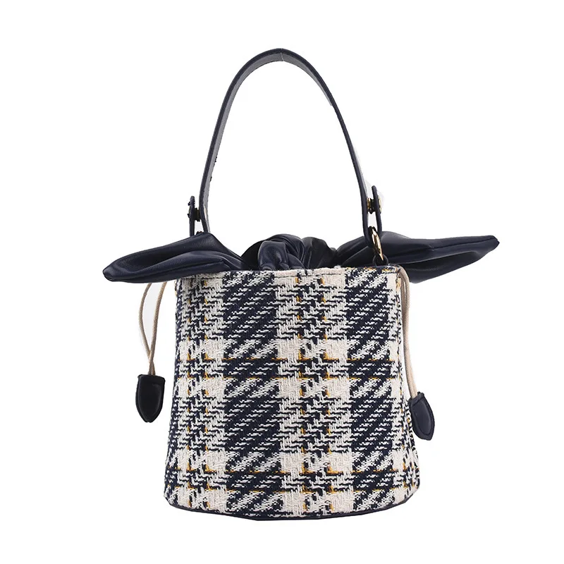 wholesale woven stitching ethnic style Paris fashion and elegant ladies handbag Bucket Bag