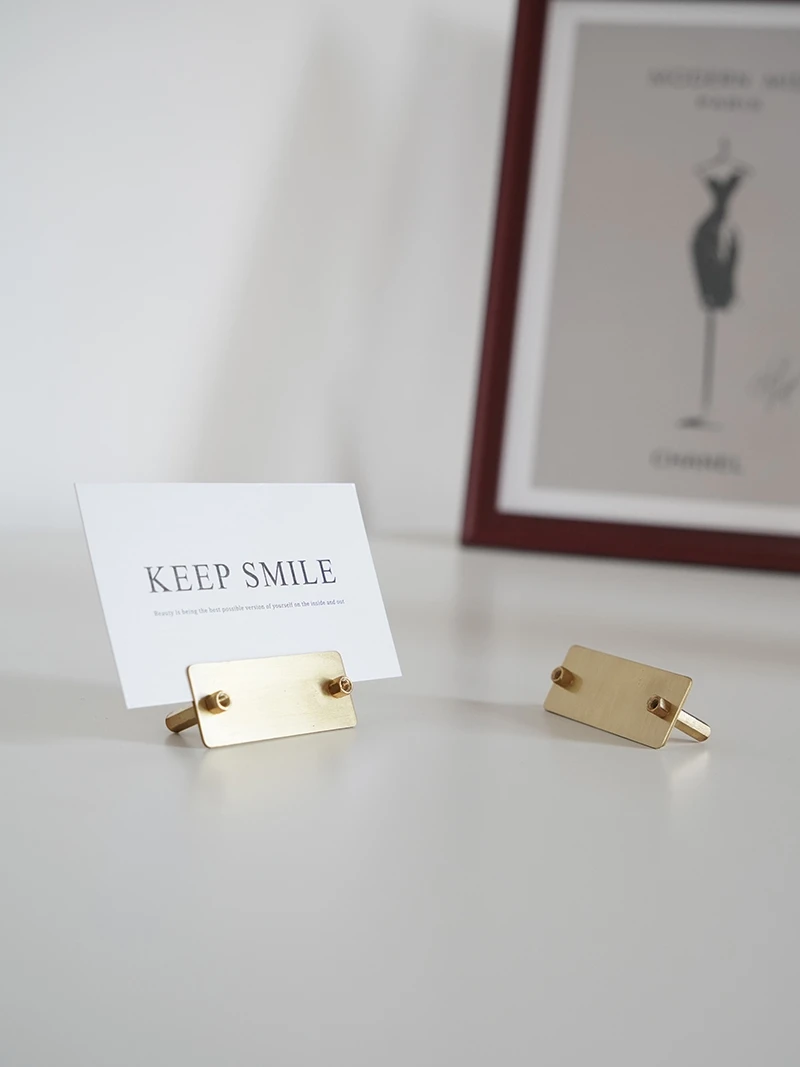 Maxery Creative Photo Postcard Photo Holder Business Card Base Display Stand  Nordic Style Retro Brass Card Base