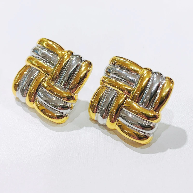 Kaimei модные ювелирные изделия американские корейские двухцветные серьги популярные 316 нержавеющей стали массивные квадратные