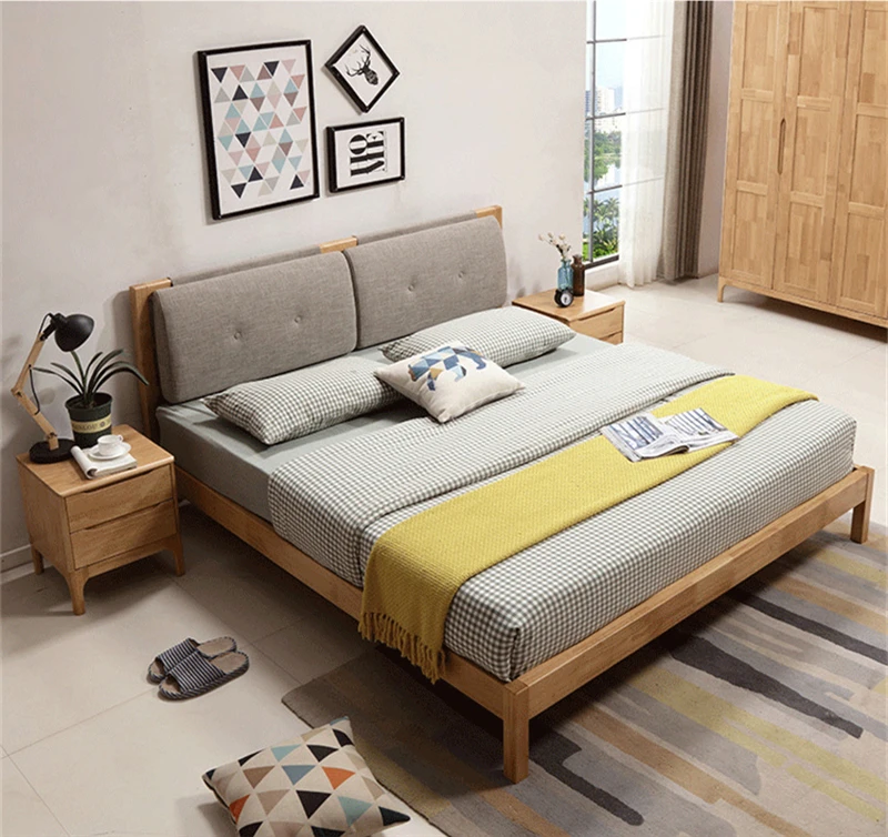 modern single queen size wood bedframe platform full size bed frame with storage furniture