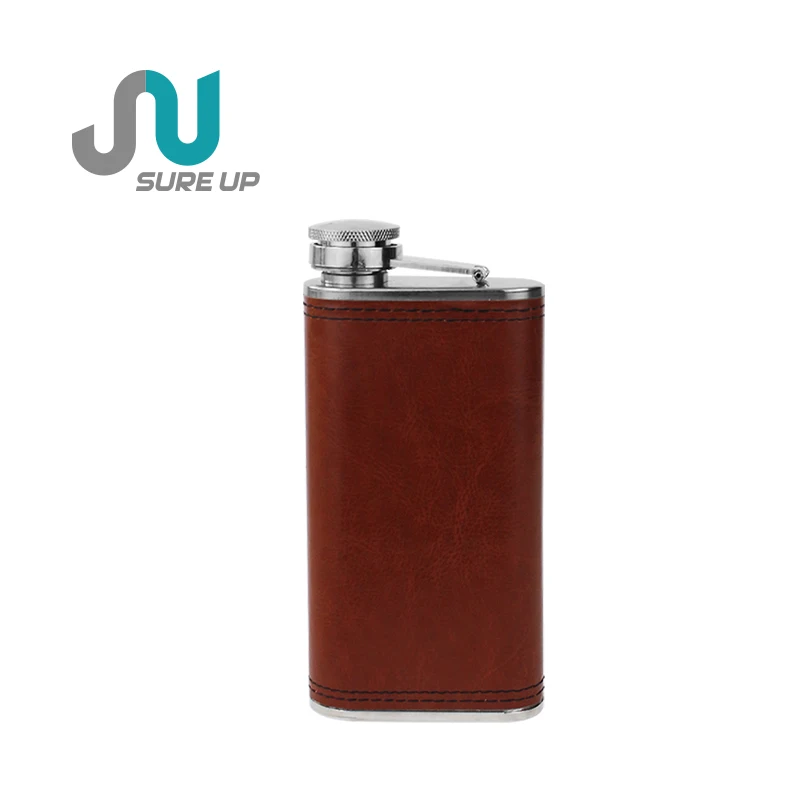 BPA-free leakproof Stainless Steel Leather Flask Custom printed bulk Whisky Alcohol  hip flask  Wine Pot And Travel Wine Pot