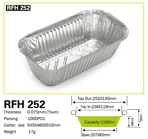 2021 Kitchen use rectangle aluminum foil food containers