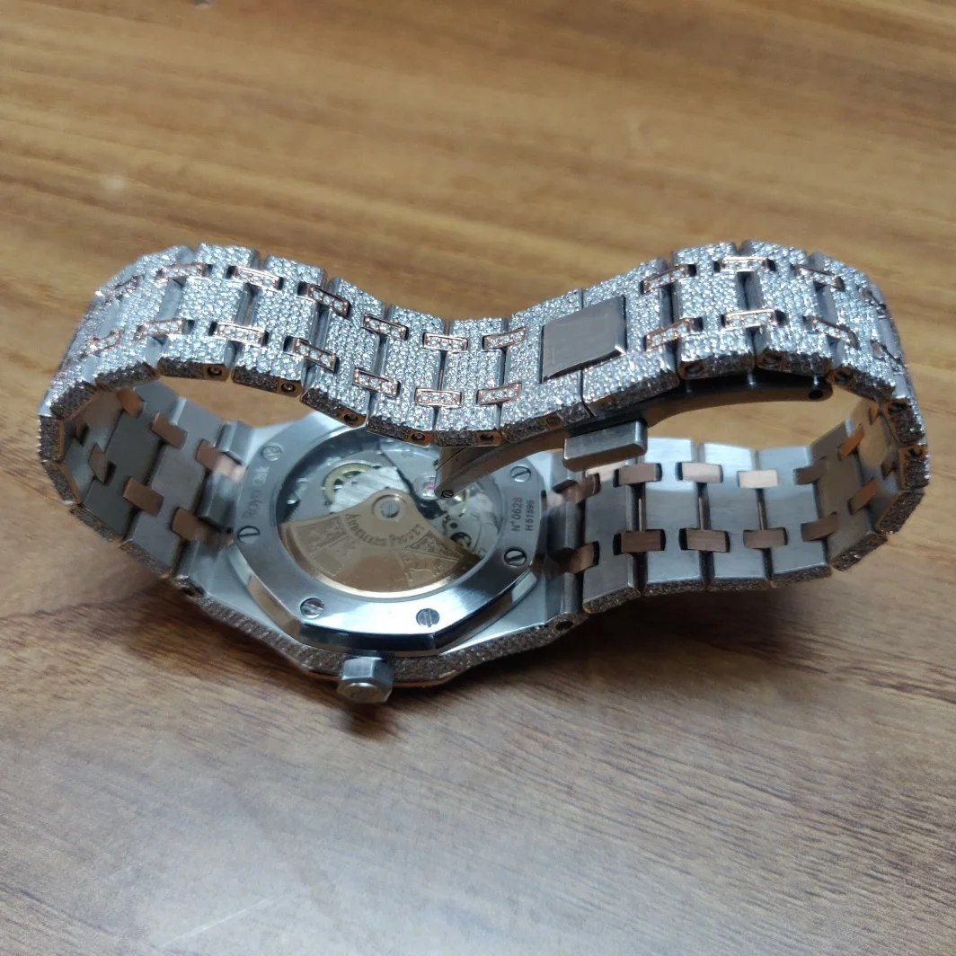 Iced Out Watch Moissanite Diamond VVS Stainless Steel VVS Custom Logo Moissanite Watch For Men