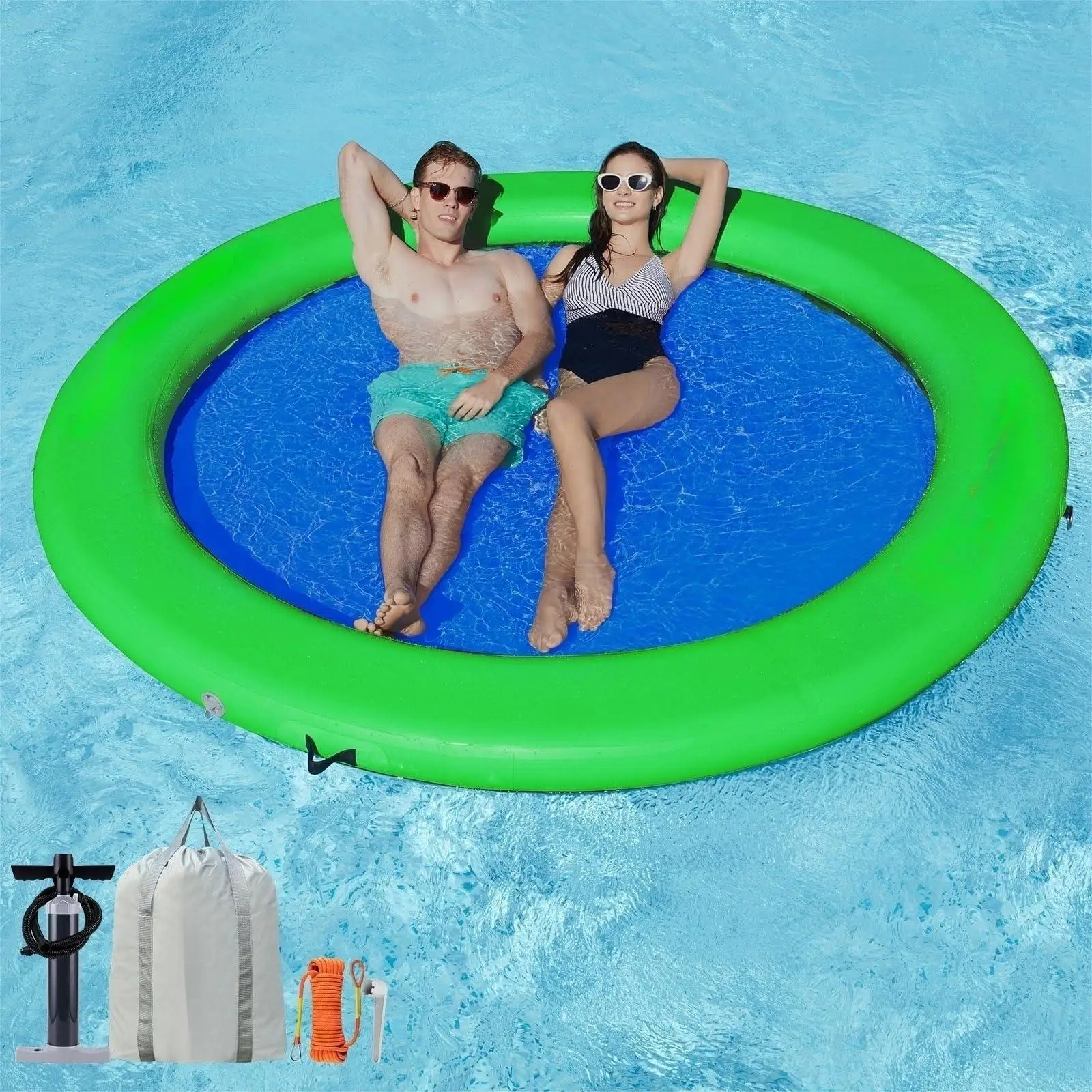 Water Hammock Floating Dock,Oceans,Accommodate Multiple People Inflatable Raft,Float Ring for Parties, Lakes, Pools,