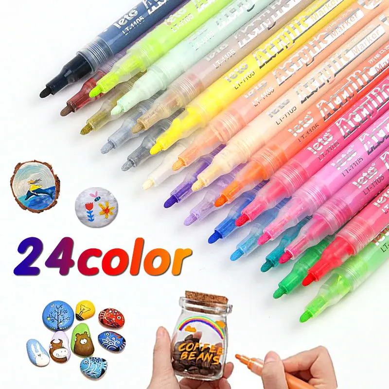 Customized colors permanent DIY craft water-based acrylic paint marker pen set suitable for rock wood ceramic fabric