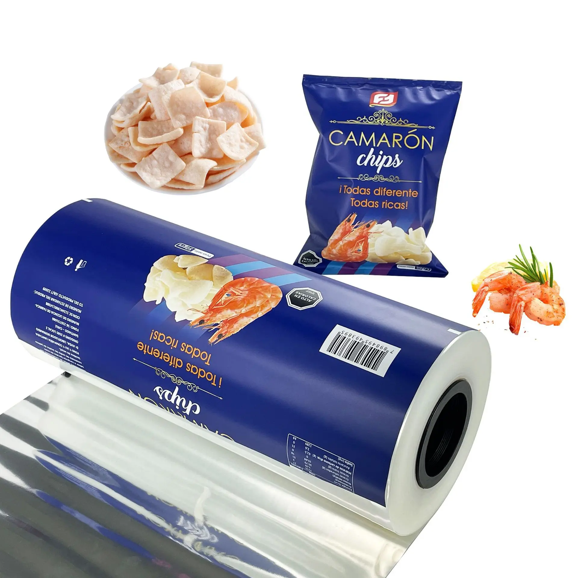 Plastic Printed Food Grade Packaging Bopp Aluminum Foil CPP Sachet Puff Snack Back Sealed Bag Popcorn Laminating Film Roll