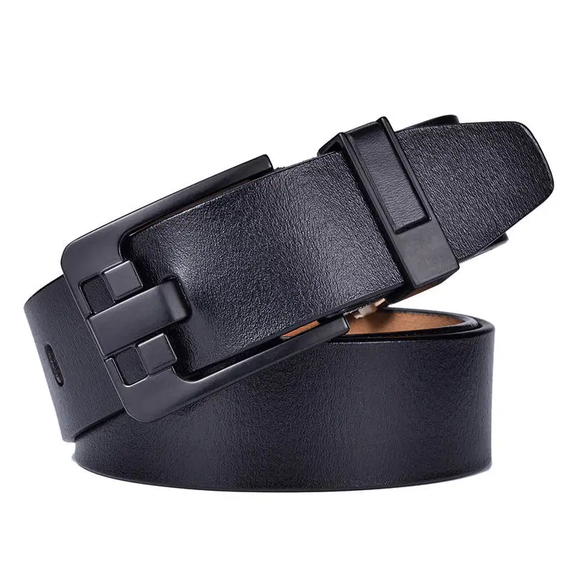 Wholesale Brown Color Cow Leather Belt Men Genuine Leather Belt Metal Pin Belt Buckle