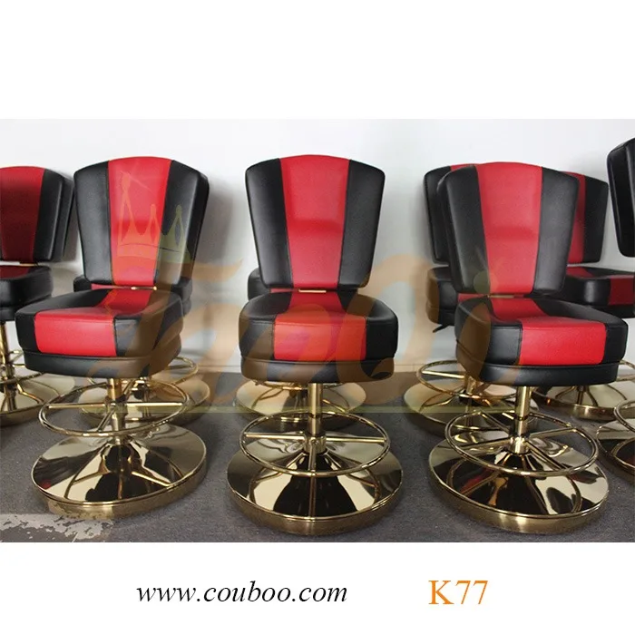K77 High Quality Adjustable Bar Stool Black Red White PU Swivel Club Furniture Poker Game Table Roulette Slot Casino Chair