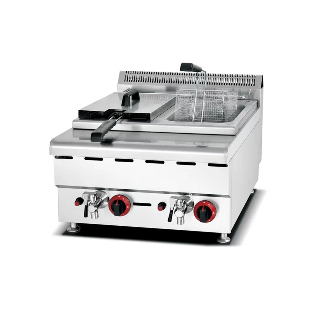 Commercial stainless steel standing kitchen hotel deep fryer chips chicken machine Counter Top  2-Tank 2-Basket  Gas fryer