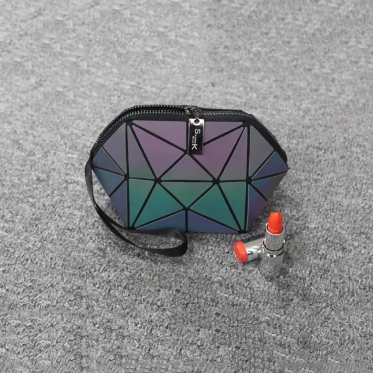 travel purse handbag Luminous discoloration irregular semicircle cosmetic bag rhombic design shell geometric bag
