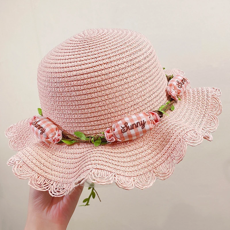 Children Sun Straw Hat Summer Girl Kids Breathable Bucket Cartoon Fisherman Straw Hat