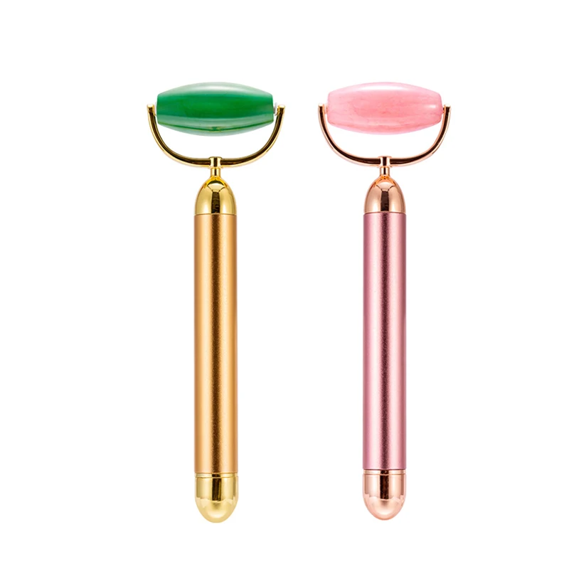 
Wholesale natural amethyst square electric Jade rose quartz vibrator facial skin whitening 24K gold beauty bar 