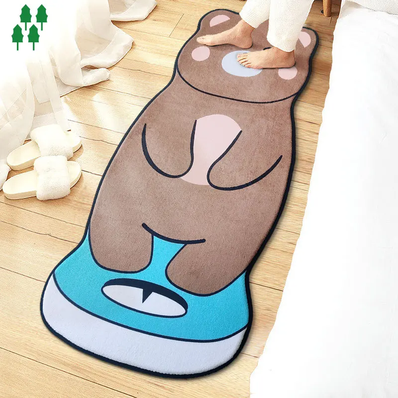 Bear Shaped Cute Animal Printed Soft Fuzzy Flannel  Rug Carpet for Kids Teen Girls Room Floor carpet for kidsroom decor