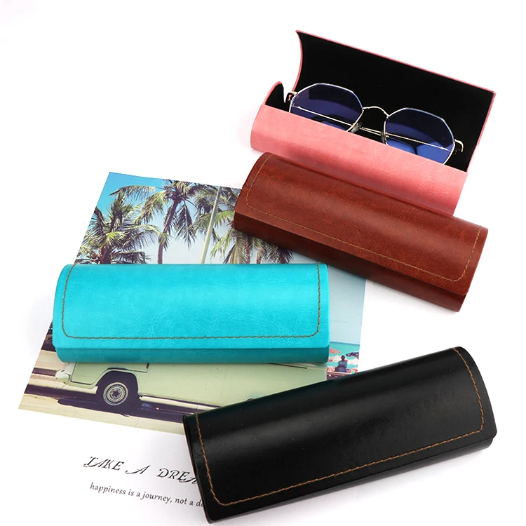 
strong magnet sunglasses case eye wear glasses case custom embossed logo high quality PU leather eyeglasses case 