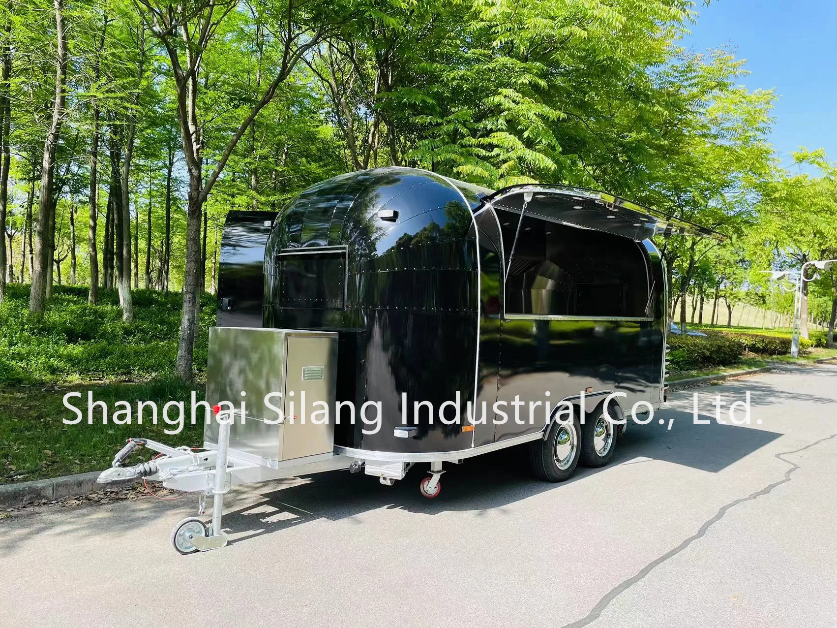 SLUNG Stainless Steel Black Customized Mobile Hamburger Ice Cream Hot Dog Coffee Trailer Beverage Truck BBQ Bar