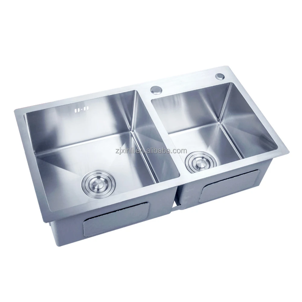 X26117 SUS304 Stainless Steel Material 72*40CM Size Of Above Counter Double Bowl Kitchen Sink