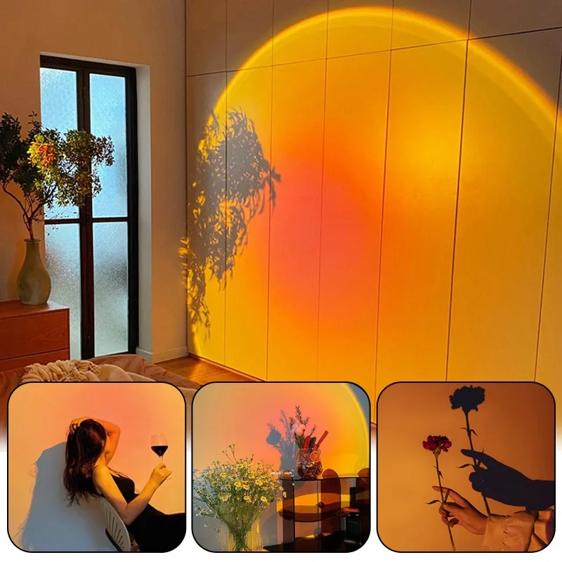 Sunset Lamp Projection Light 16 Colors Changing Atmosphere Night LED Floor Lamp for Room Decor
