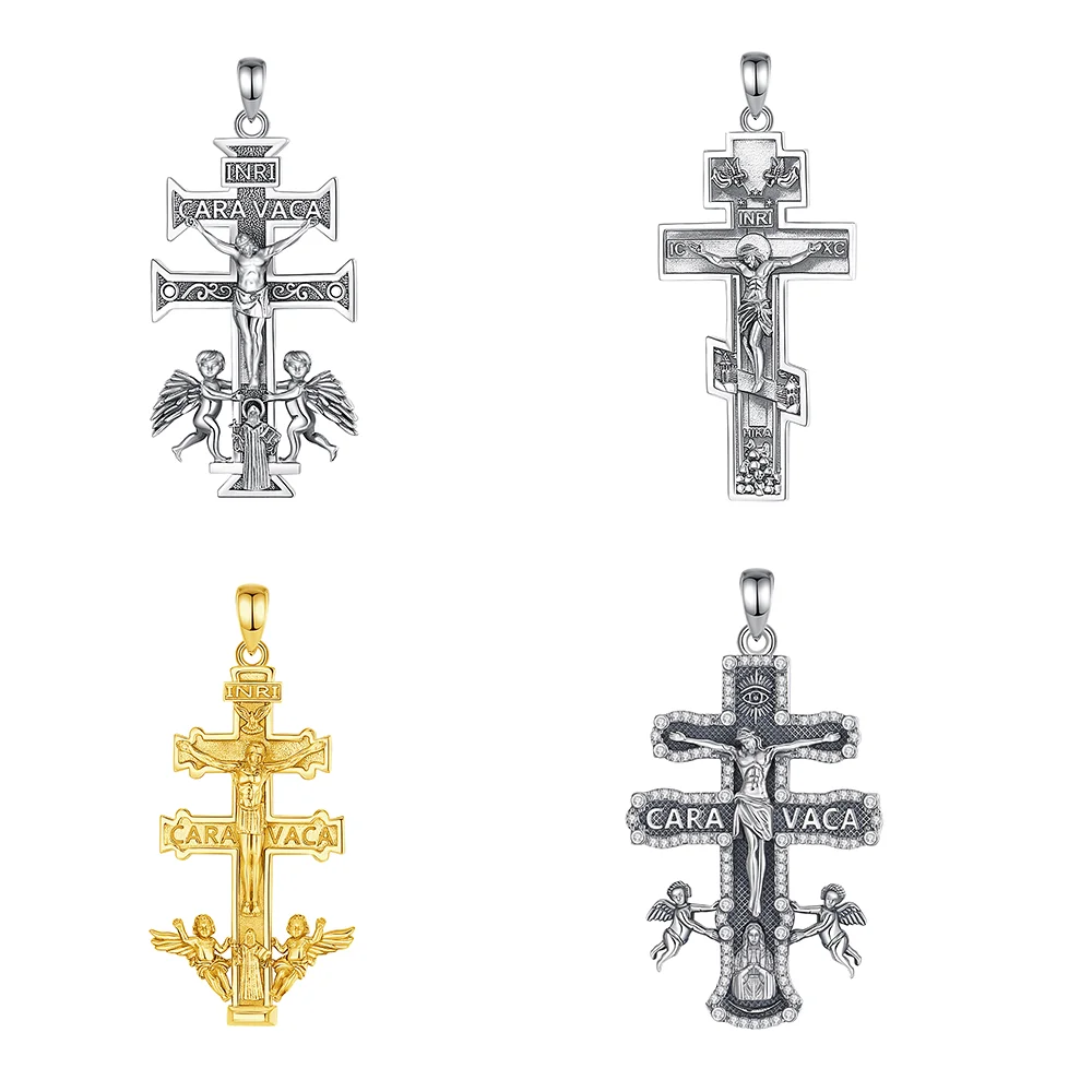 Changda mens vintage gold women silver 925 jerusalem catholic antique crucifix jesus christ cross pendant necklace