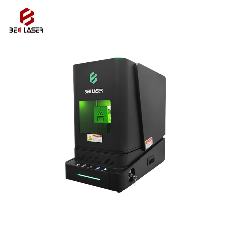 BEC New Enclosed Fiber Laser Marking Machine Electric door Jewelry rings necklace Laser Customized Engraving and Cutting 100W