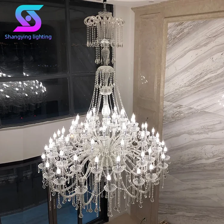 Popular Product Stairway Hotel Lobby Villa Living Room Modern Luxury K9 Crystal Chandelier pendant Light