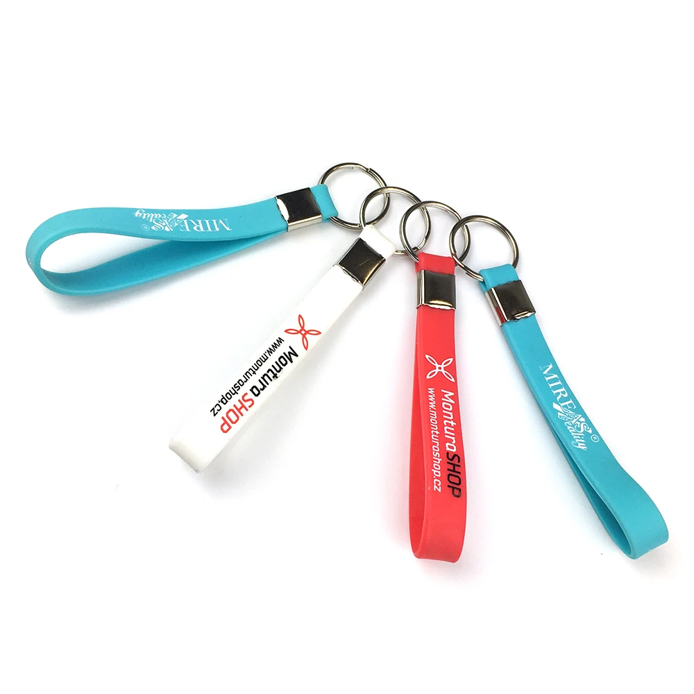 customised soft wrist worn rubber silicone key holder ring keychain bracelet