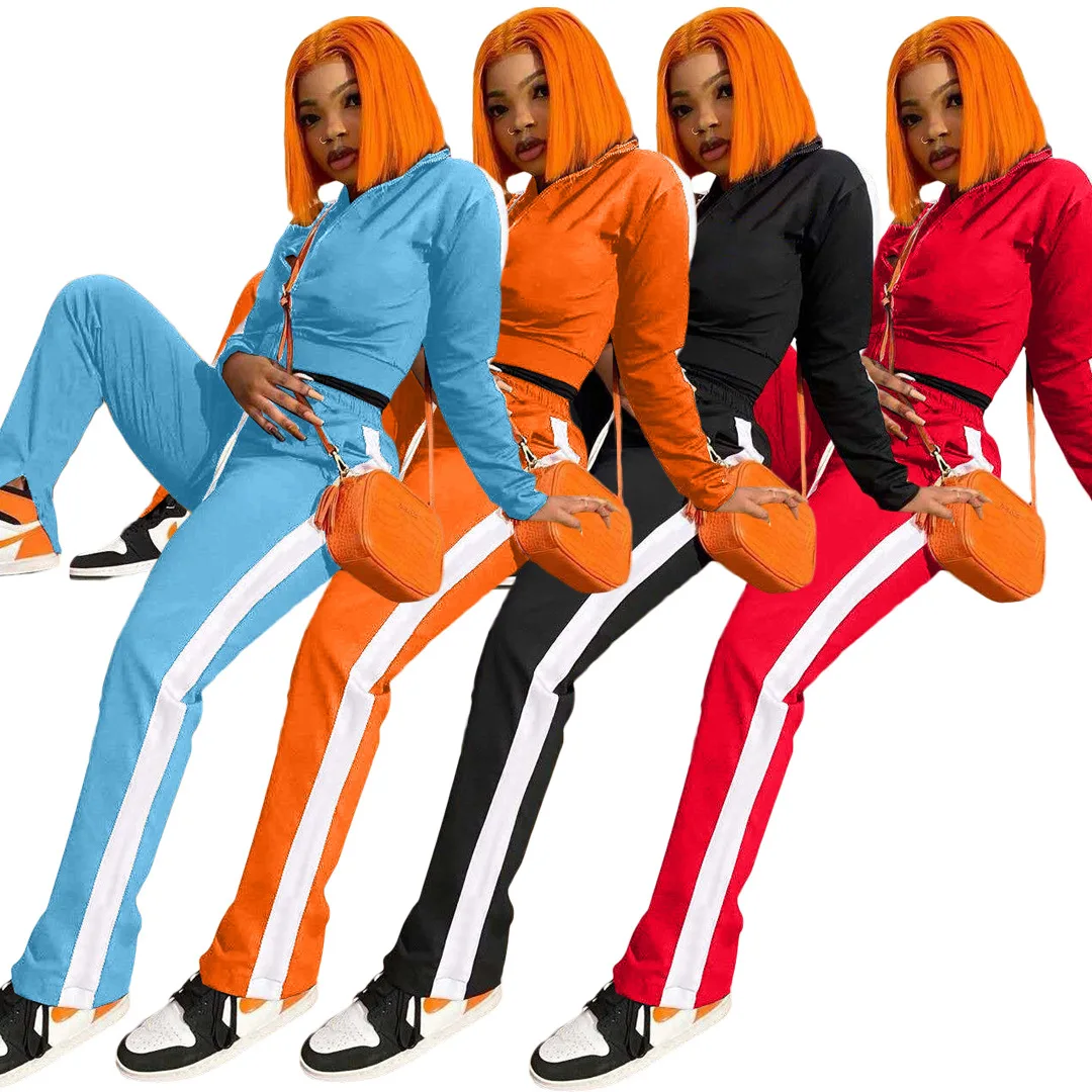 
Женские комплекты из двух предметов, спортивная одежда с разрезом и штаны, женские зимние спортивные костюмы для бега, комплект из 2 предметов 