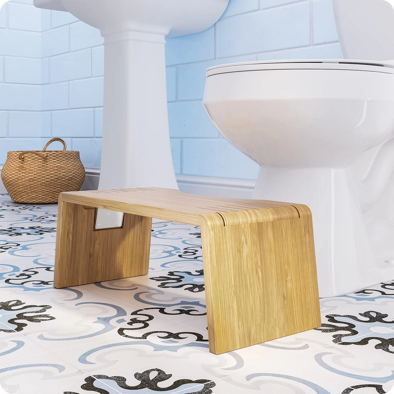 Custom Bamboo Foldable Toilet Stool Collapsible Bathroom Squatty Potty Toilet Step Stool Folding Bathroom Stool For Adult