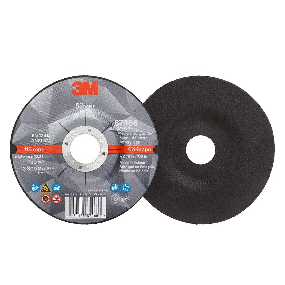 3M 87466 Silver Cut-Off Wheel Type 27 Metal Cutting Wheel For Angle Grinder or Cut-Off Tool 4.5inch Arbor Hole