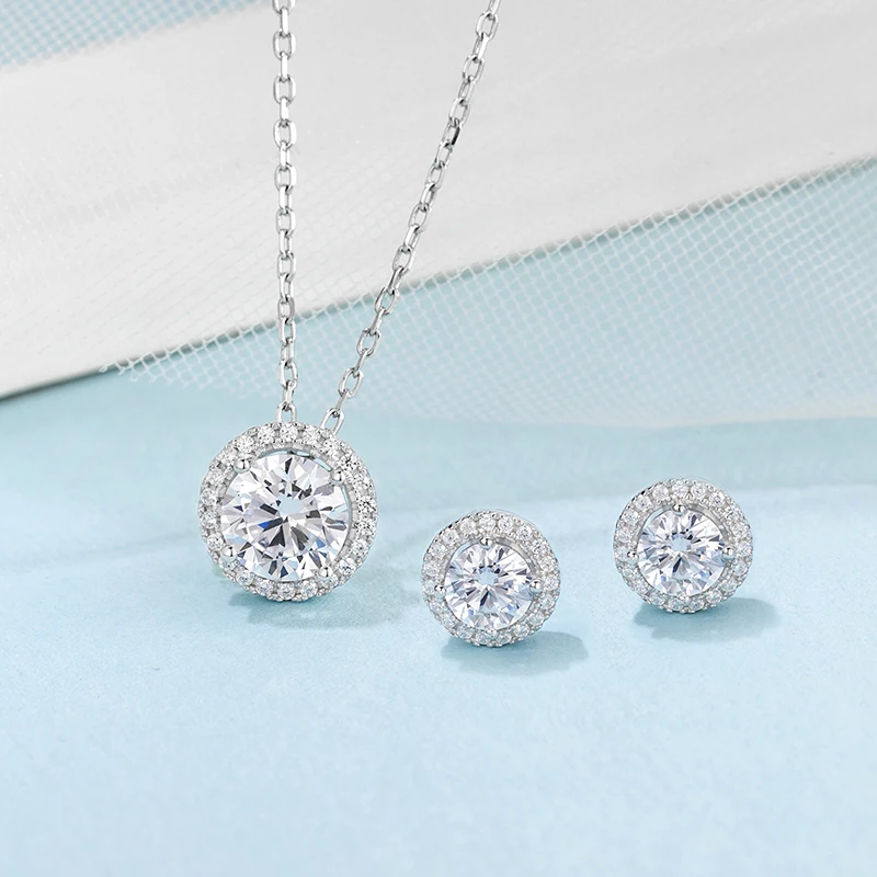 Jewelry Manufacturer China Sterling Silver 925 Jewellery Set Moissanite Earing And Necklace Set Jewelry