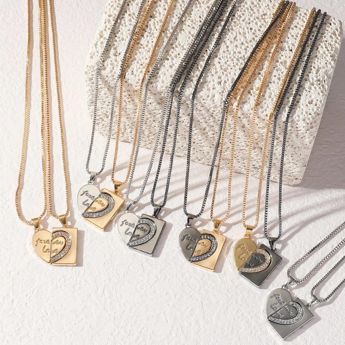 Парные ювелирные изделия сердце головоломки ожерелья серебряная пара ожерелье гравировка любовь кулон подарок на день Святого Валентина ожерелье-головоломка