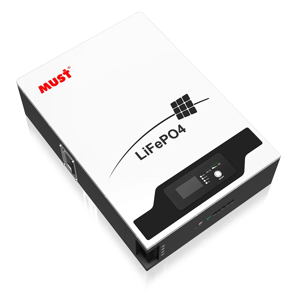 MUST PV18 pro 3024 3000w 24v solar inverter with solar battery panel system lithium ion battery 100ah 200ah 500w panel