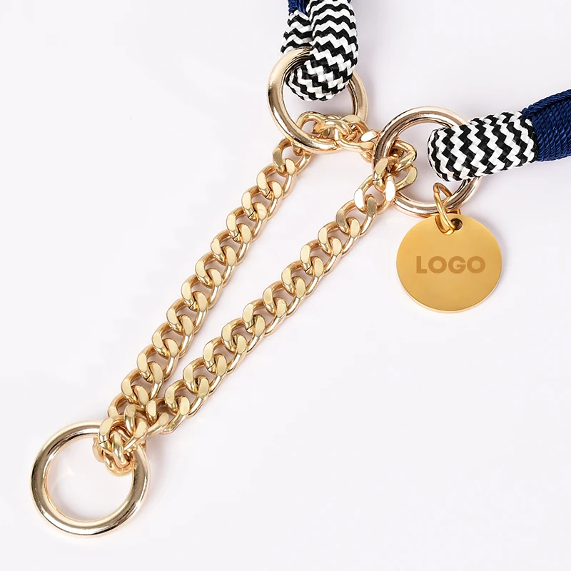 Loudik Wholesale Personalized Factory Handmade Premium P Chock Snake Pet Chains Accessories Braided Nylon Rope Dog Slip Collar