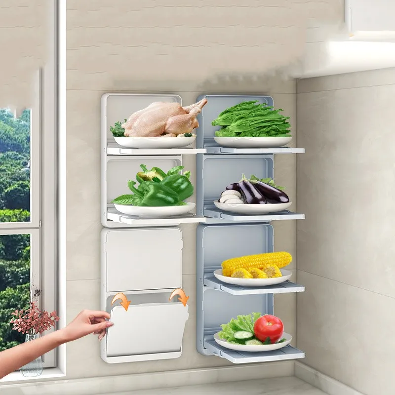 Kitchen preparation can retractable vegetables wall -mounted plastic can be folded and folded dishes