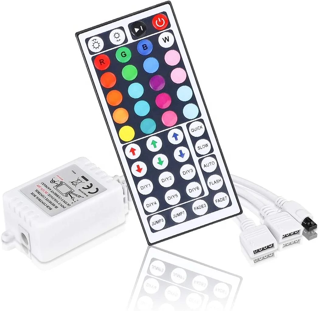 Double Output LED Strip Light 44 Key IR Remote Control Controller RGB for 12V 24V 6A 2835 3528 5050 RGB LED Strip Dimmer