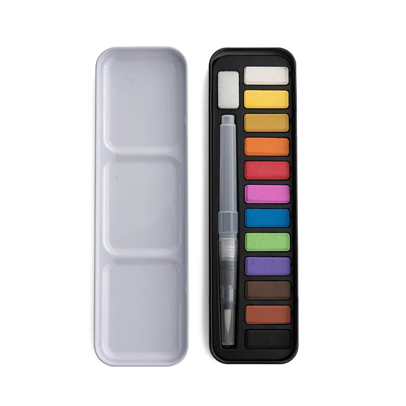Solid Watercolor Paint 25-Piece Set Absorbent Pen Painting Brush Watercolor Pastel Beginner Art Tools Science Waterpen