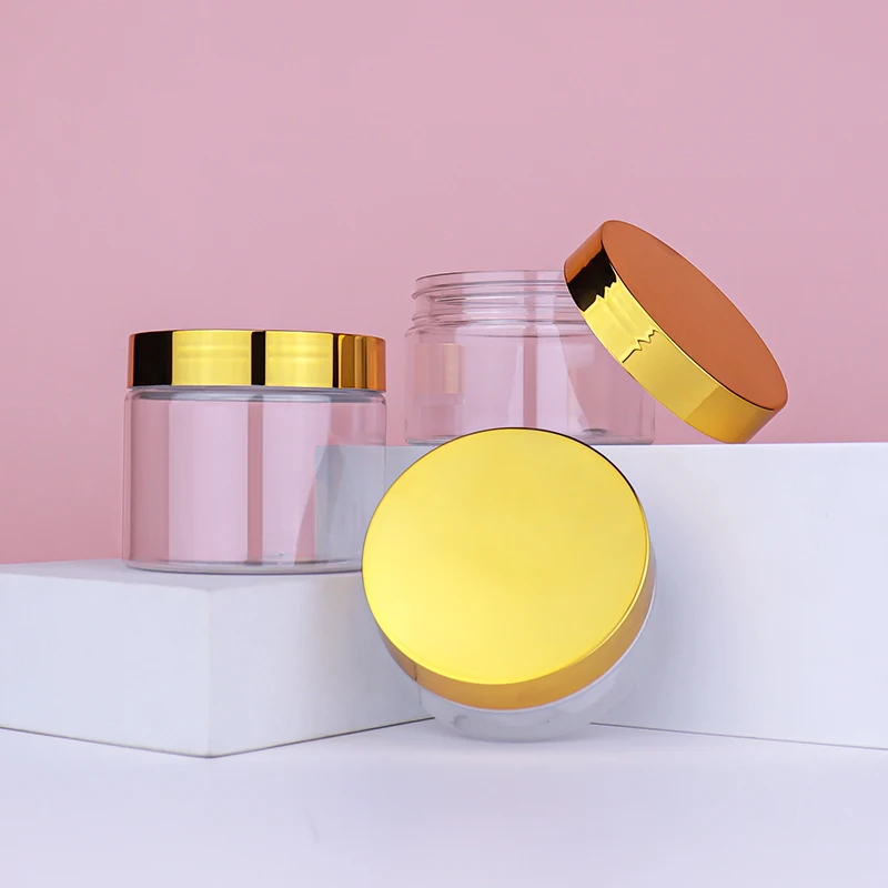 body scrub container 250 ml plastic face cream jars with gold lids