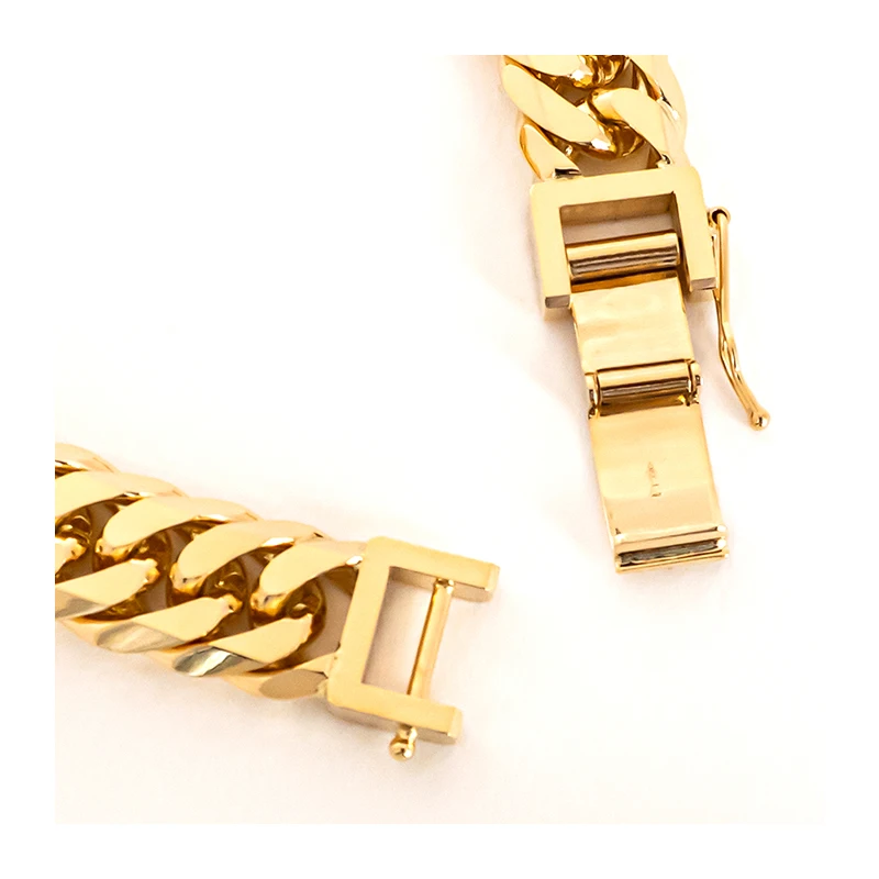 
Japanese several ways to connect the links solid gold chain for men 