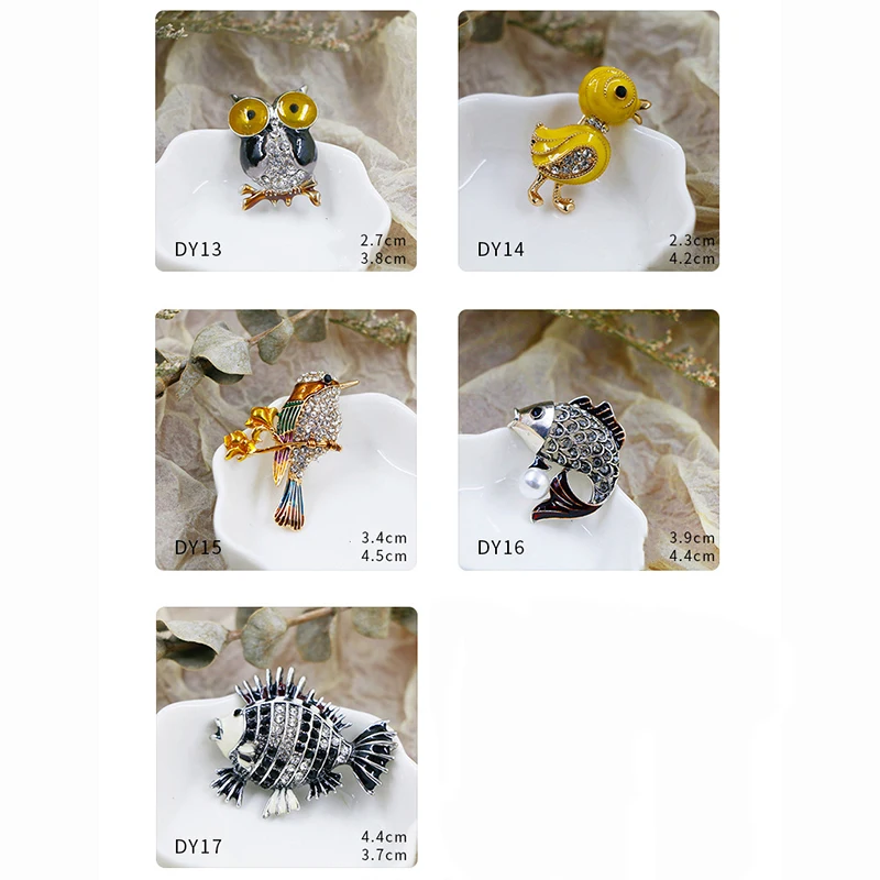 fashion cute lovely animal personality brooch pins garment decorative statement flower bird owl fish bird drip oil lapel pins