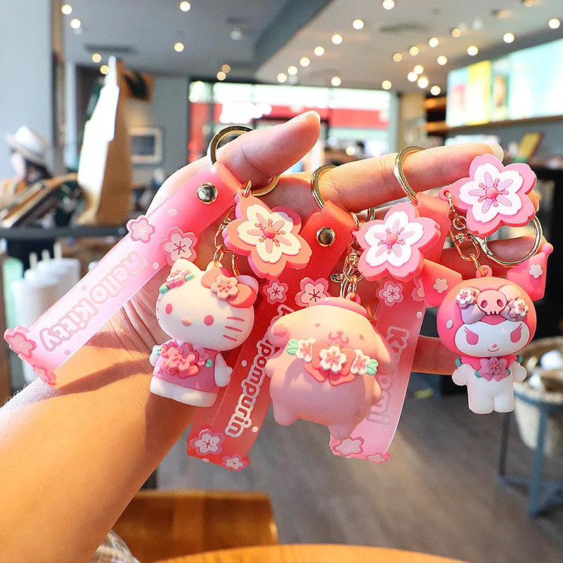Милые 3D Kuromi моя мелодия cinnamoroll помпон purin аниме Мультяшные брелки каваи резиновые Sanrioes брелок