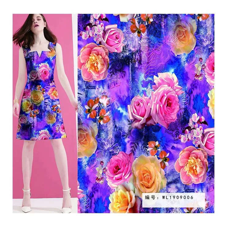 
Wholesale custom low price wholesale custom low price pearl chiffon fabric ladies dress digital printing fabric 