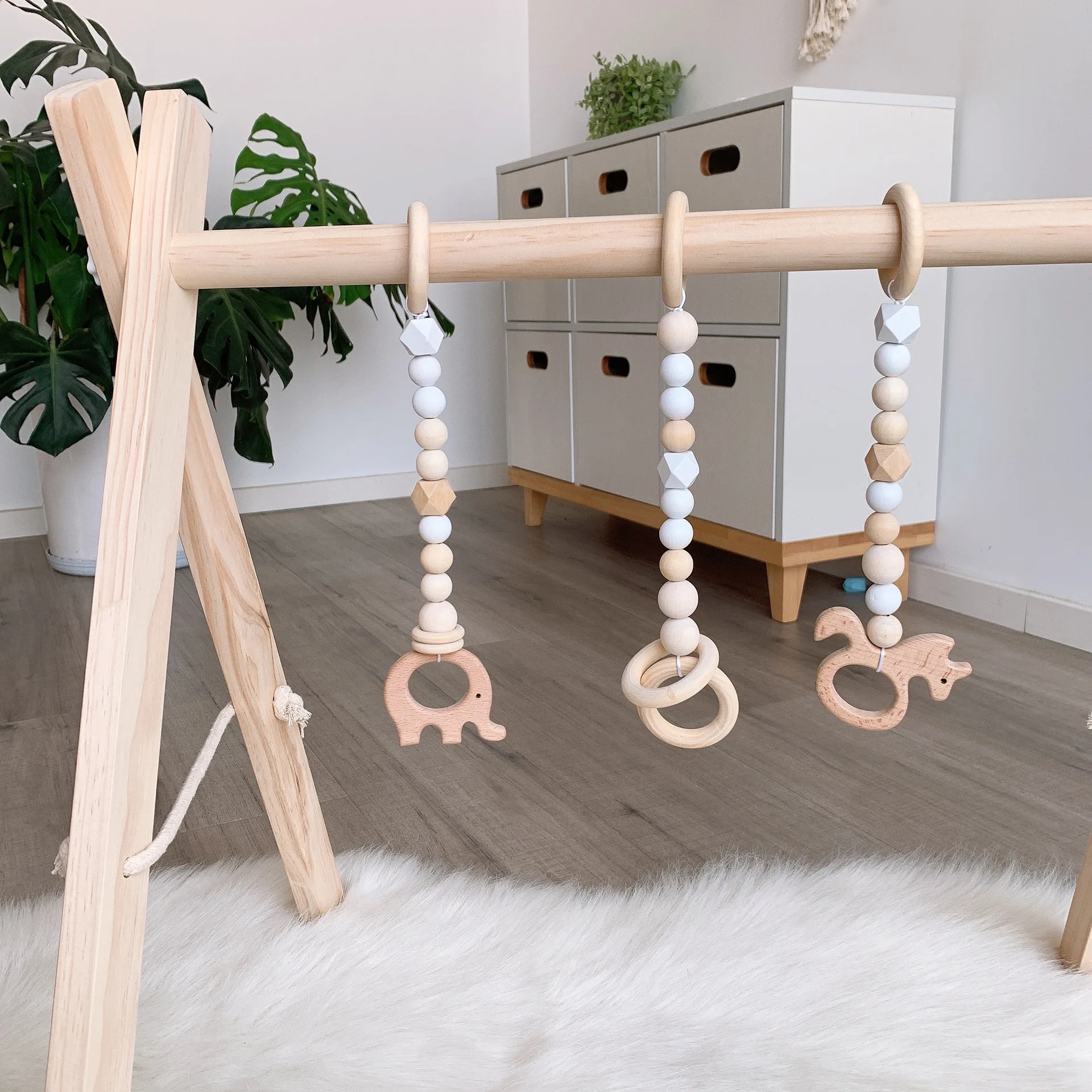Cute Wholesale Wooden Rattan Baby Gym Play,High Quality Eco-friendly Indoor Wooden Baby Play Gym